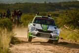 Argentinská rally 2017: Pontus Tidemand a Jonas Andersson s vozem ŠKODA FABIA po úvodní zkoušce ve vedení